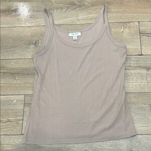 Tan Fitted Tank Top with Cream Accents